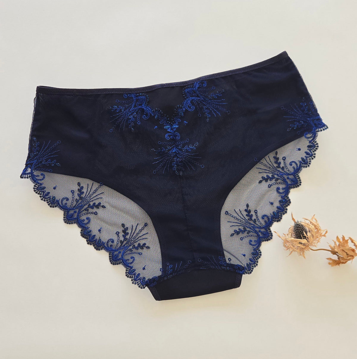 BH & Höschen Nähset Midnight Blue mit Stickereispitze und Mikrofaser