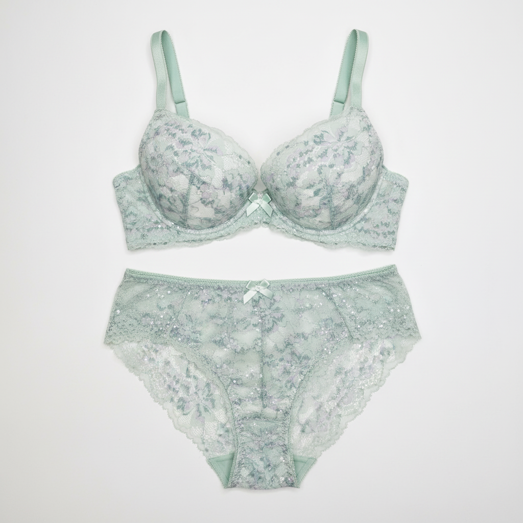 Dentelle/ bande de dentelle élastique, dentelle brodée en menthe, vert sauge, prix par 1/2 mètre. Vente au mètre IDsx4