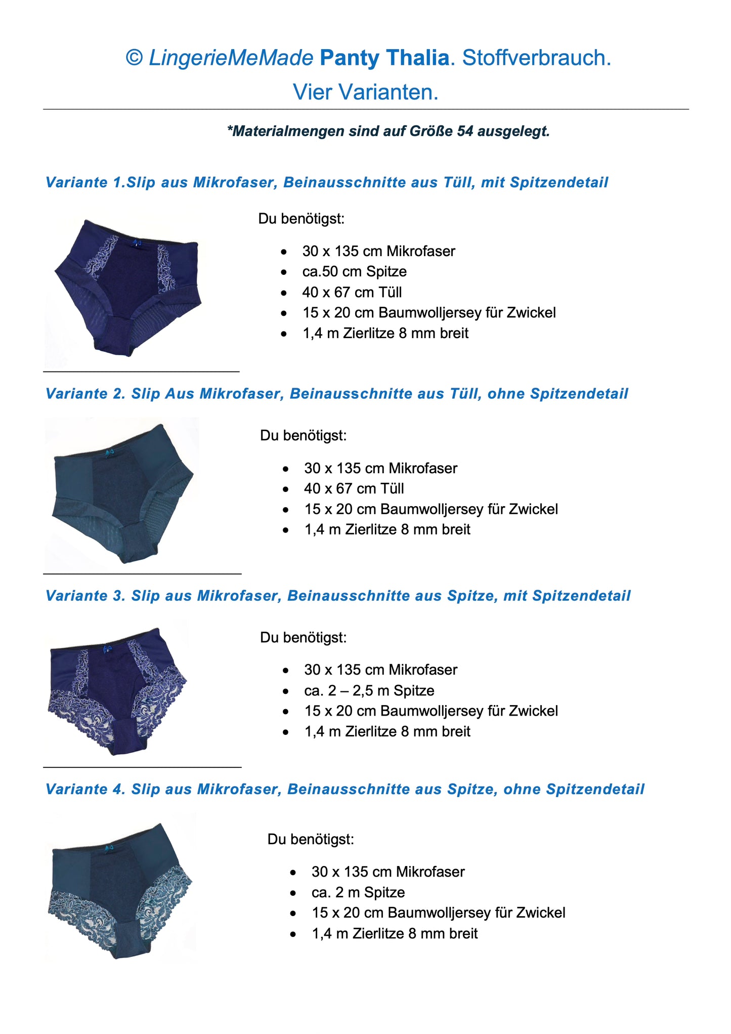 October-November Special: Sewing package for Panty Thalia including pattern in midnight blue. IDsnsx2