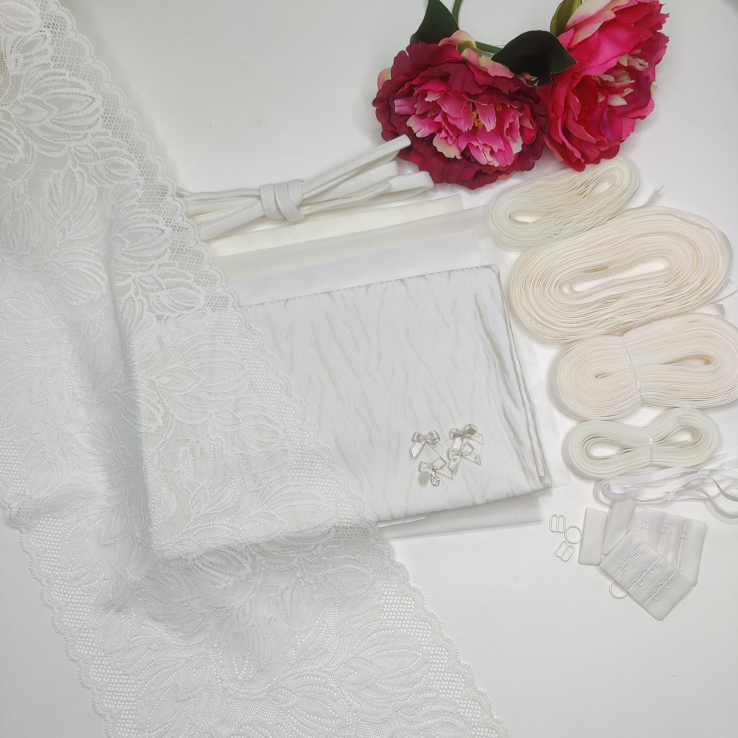 Cucire per 2xbh e mutandine o pacchetto di cucito con punta da ricamo, microfibra e powernnet. Creamy Cannes. IDNSX1