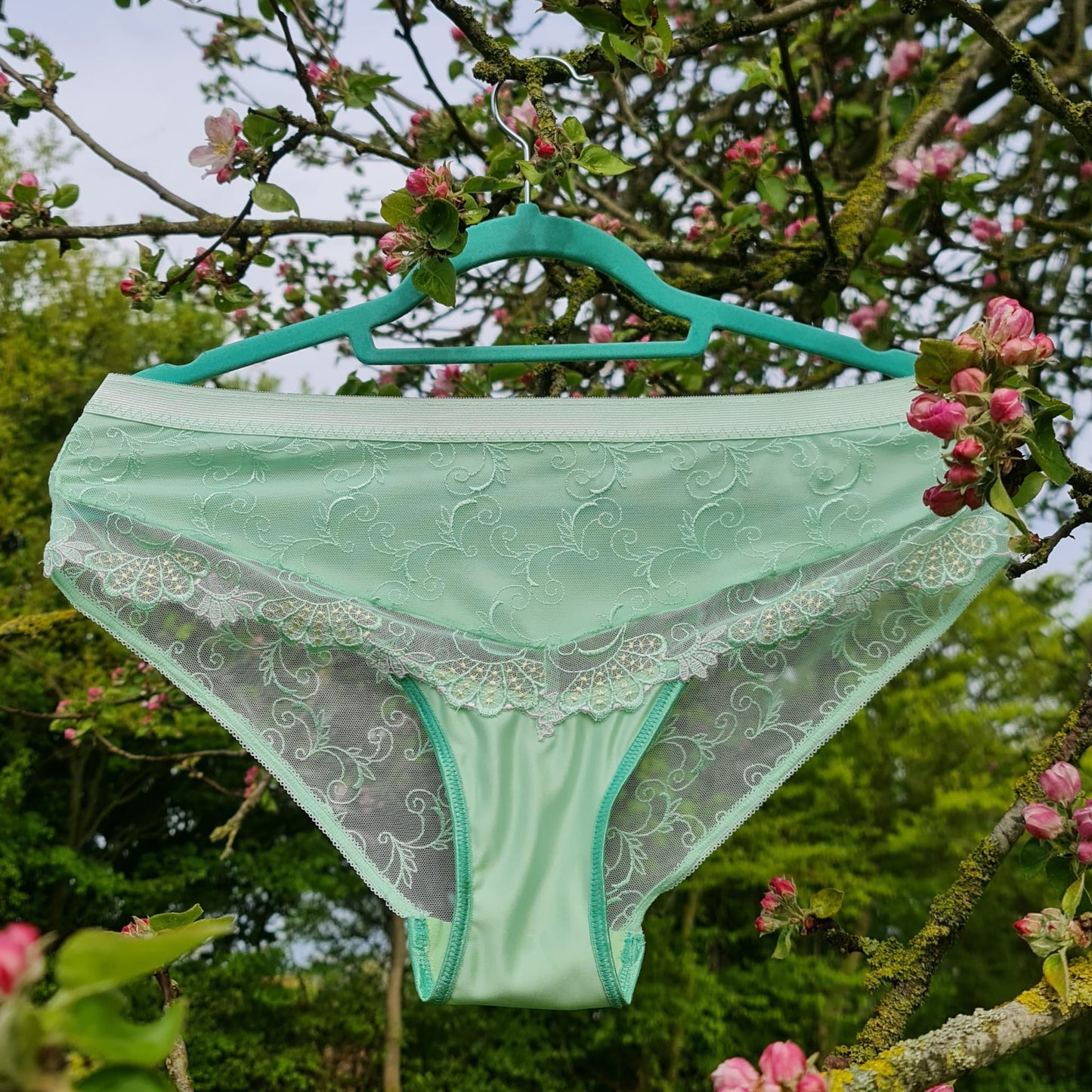 pizzo elastico ricamato/ <tc>Pizzo</tc>banda larga, <tc>Pizzo</tc>Bordo in verde chiaro. Venduto al metro IDsx4