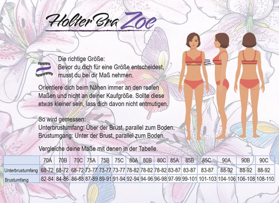 Schnittmuster Holterbra Zoe deutsch Größen 70-90, A-B-C oder als Sport BH bzw. Badebikini IDsmx3 LingerieMeMade