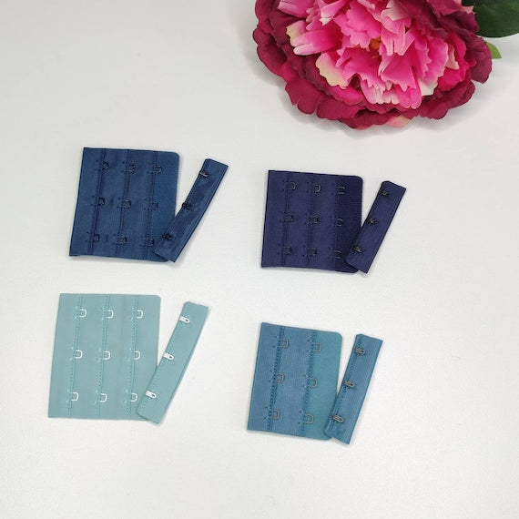 Chiusura BH 3x3 o 3x2 blu, blu menta, blu artico, blu mezzanotte, blu navy, blu francese. gancio e occhiello reggiseno IDheyex17