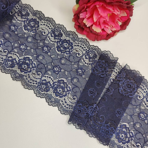 elastic <tc>lace</tc> midnight blue, price per 1/2 meter IDsx4