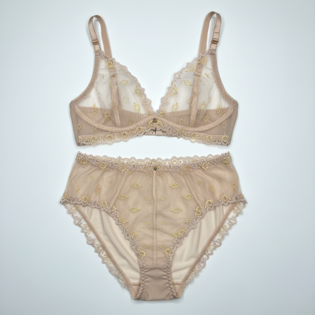 BH und Slip Nähset in beige rose