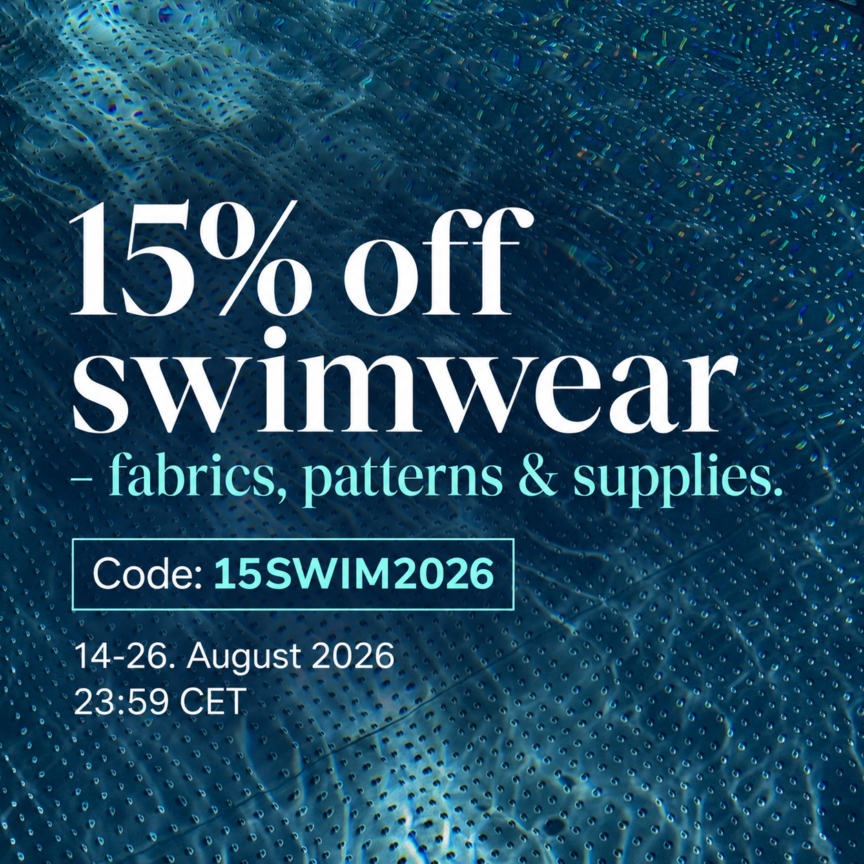 Sale: 15 % Rabatt auf Bademode – Stoffe, Schnittmuster & Zubehör | Code: 15SWIM2026