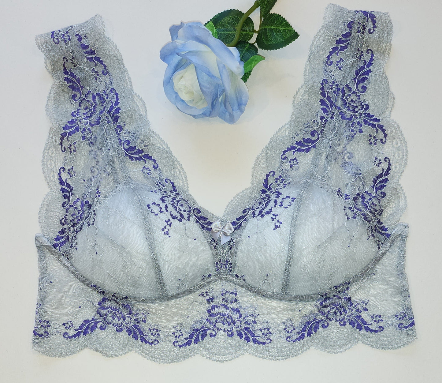 Élastique fin, de haute qualité <tc>Dentelle</tc> lilas/gris, prix au 1/2 mètre IDsx4