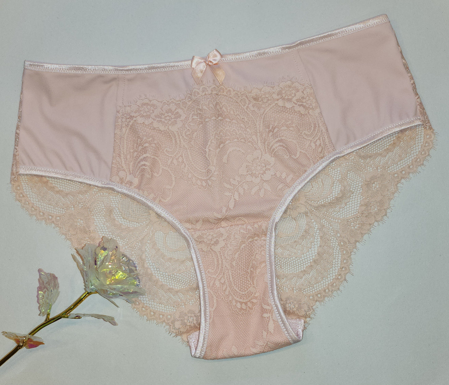 Élastique large <tc>Dentelle</tc> en fleuri pêche, prix au 1/2 mètre IDsx4