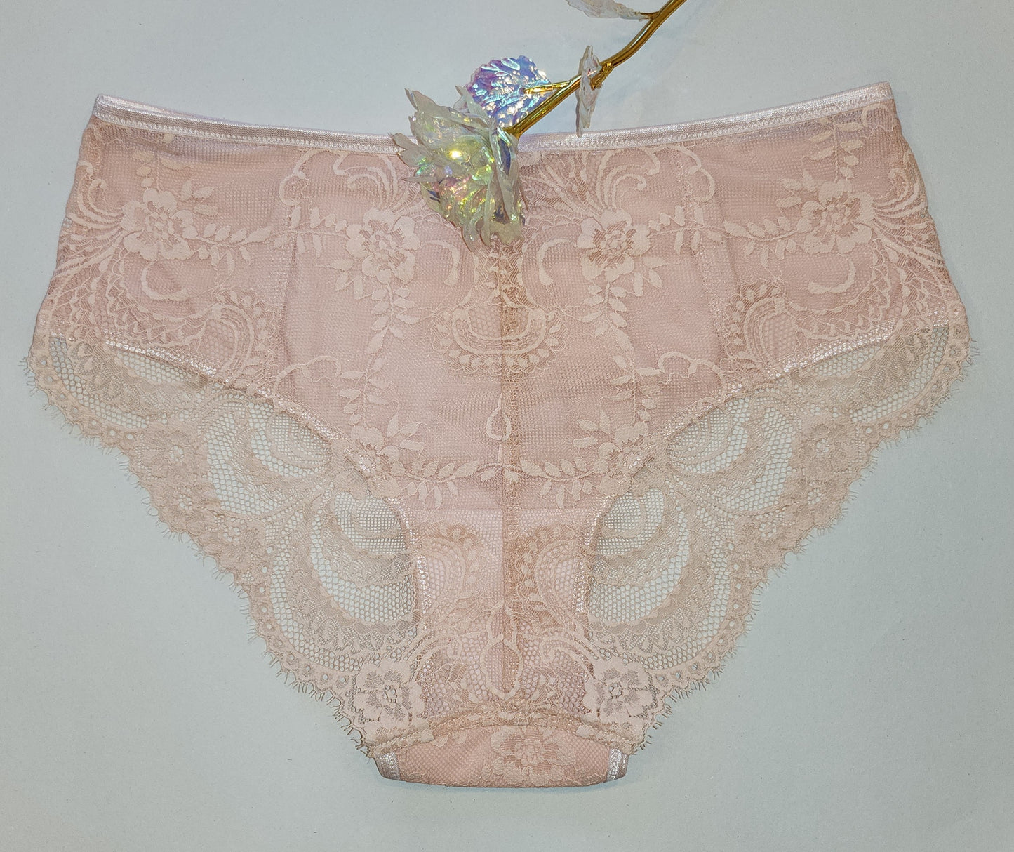 Élastique large <tc>Dentelle</tc> en fleuri pêche, prix au 1/2 mètre IDsx4