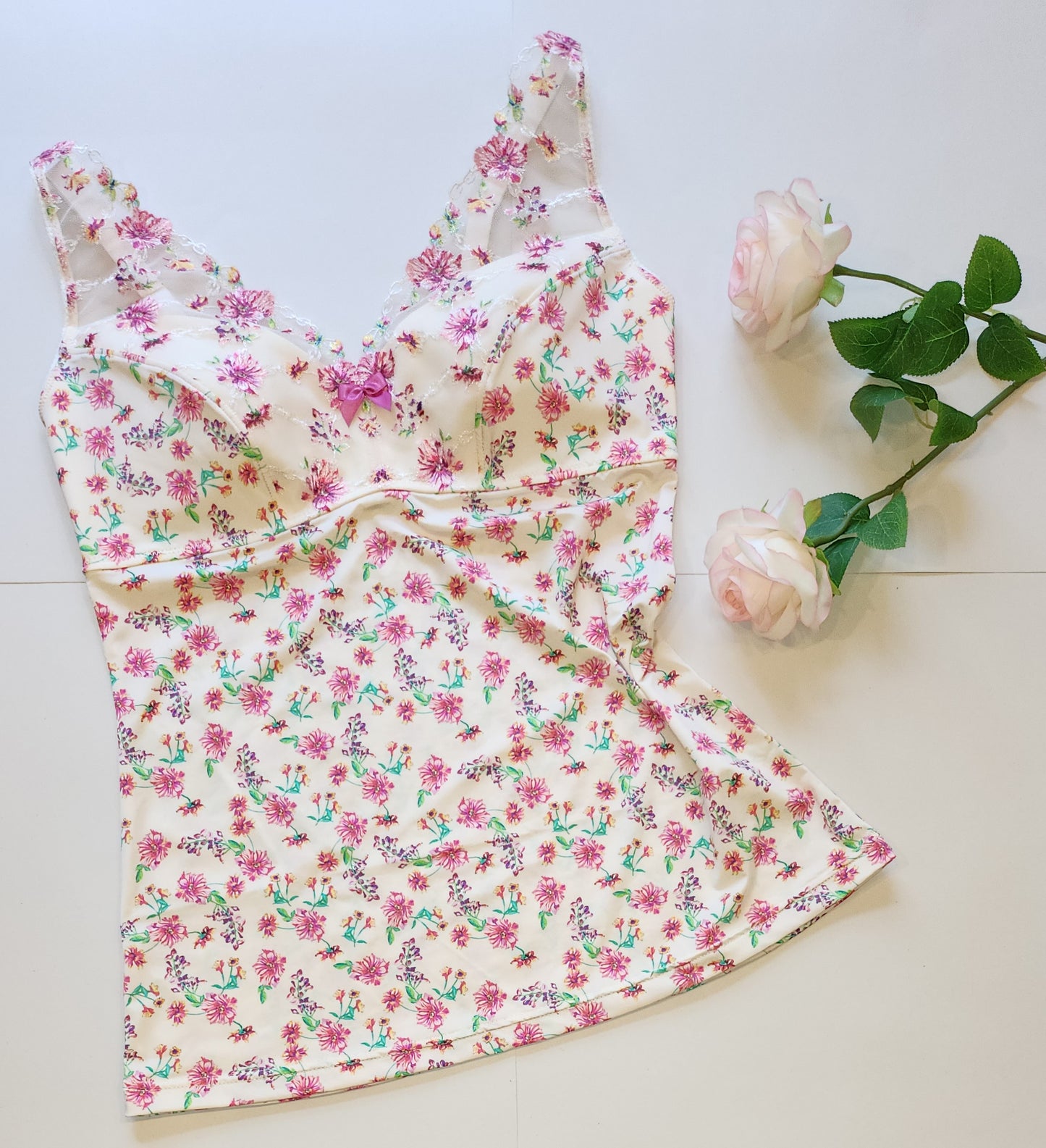 Sewing kit for bra camisole Vanessa including pattern/ sewing package with<tc>lace</tc> . Flowers. IDvx21