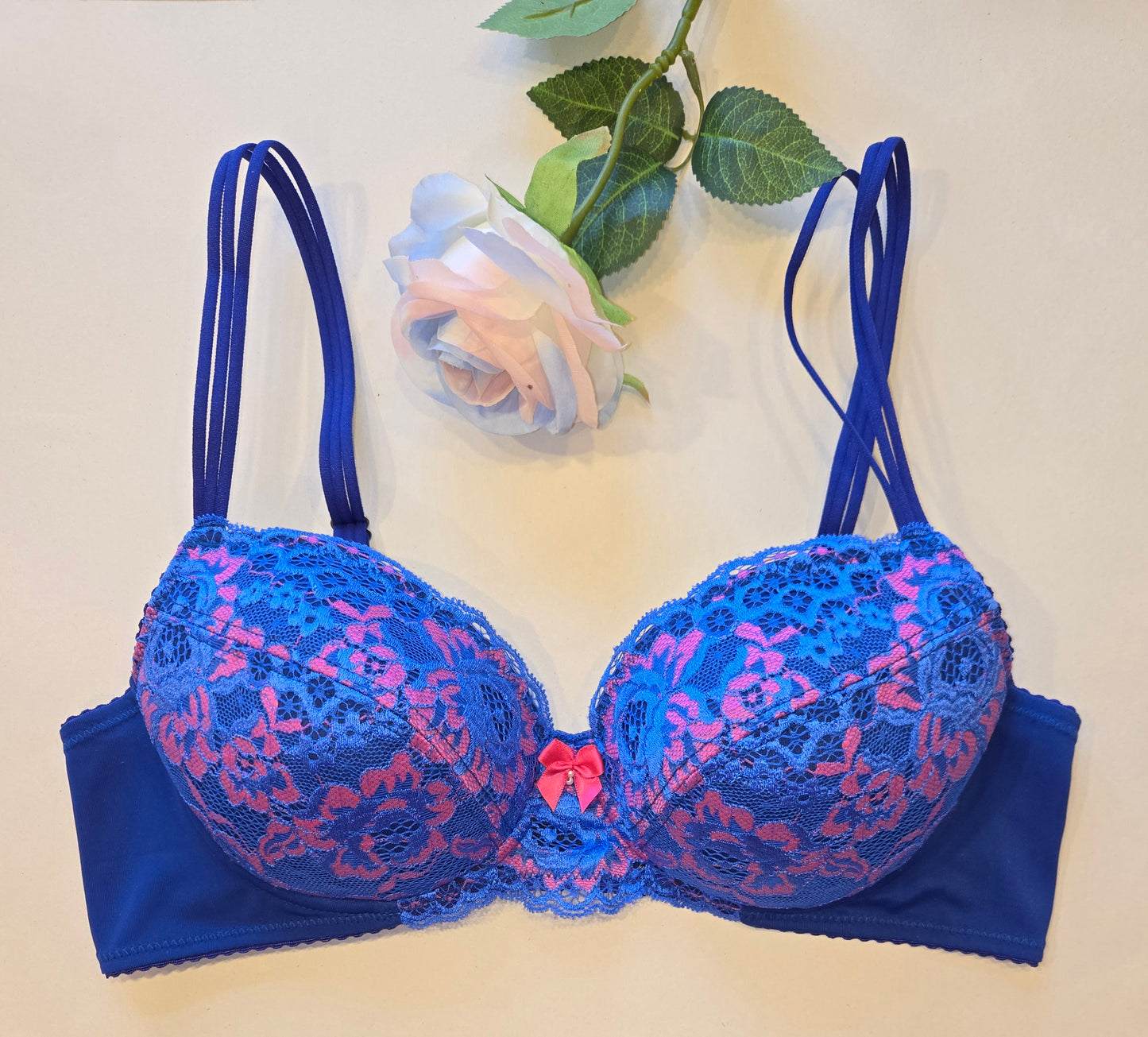 élastique <tc>Dentelle</tc>, <tc>Dentelle</tc>nbordure vendu au mètre en bleu rose, prix au 1/2 mètre IDsx4