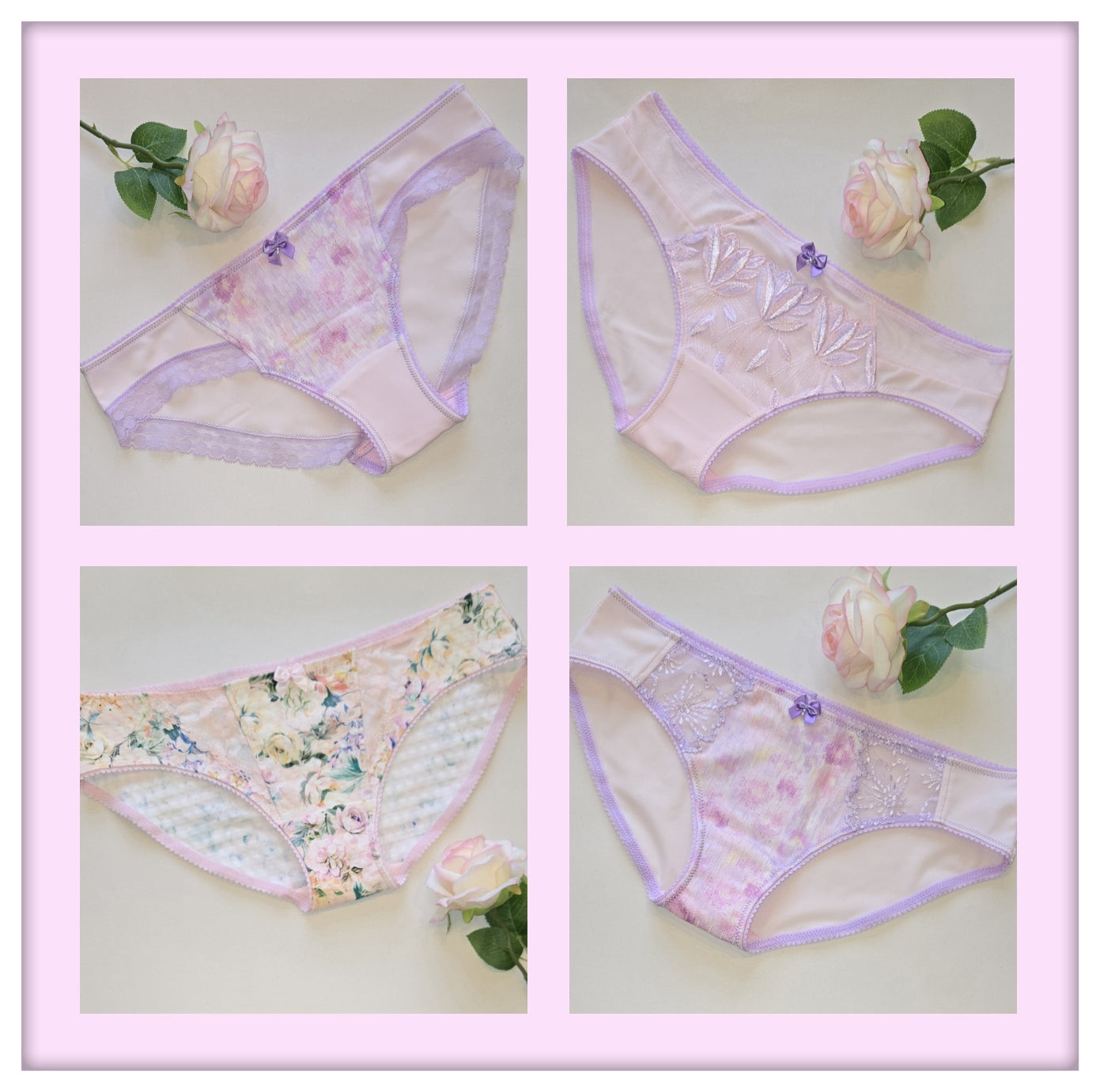Naaipakket voor de "Spring-Edition" add-on voor slip Diana met stretch-satijn, kant en tule.