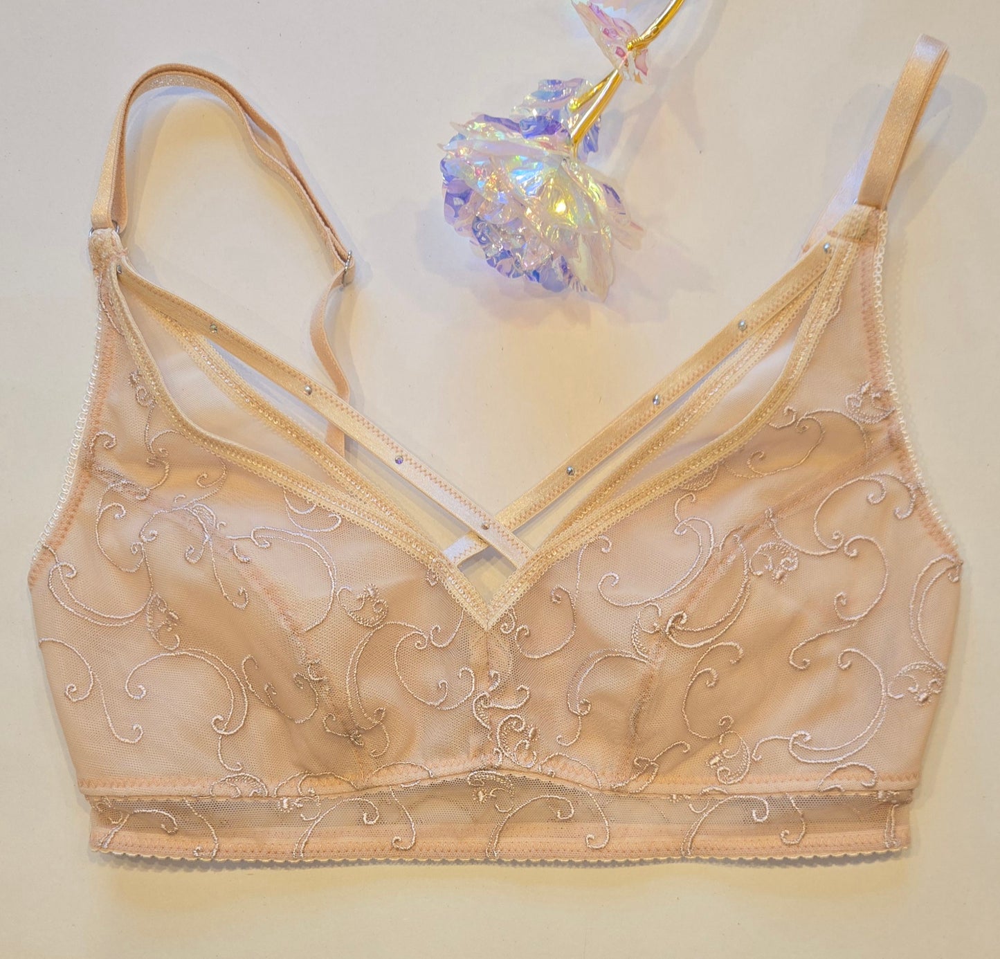 Speciale San Valentino. Set da cucito grande per 2 reggiseni e mutandine o pacchetto cucito con <tc>Pizzo</tc>, microfibra, tulle e Powernet beige. IDnsx1