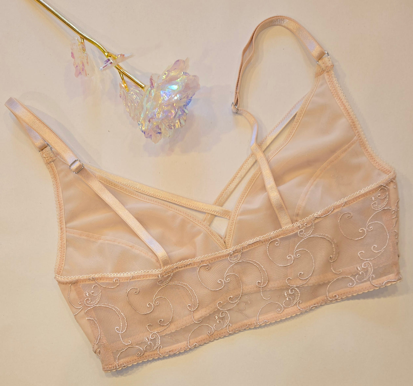 Speciale San Valentino. Set da cucito grande per 2 reggiseni e mutandine o pacchetto cucito con <tc>Pizzo</tc>, microfibra, tulle e Powernet beige. IDnsx1