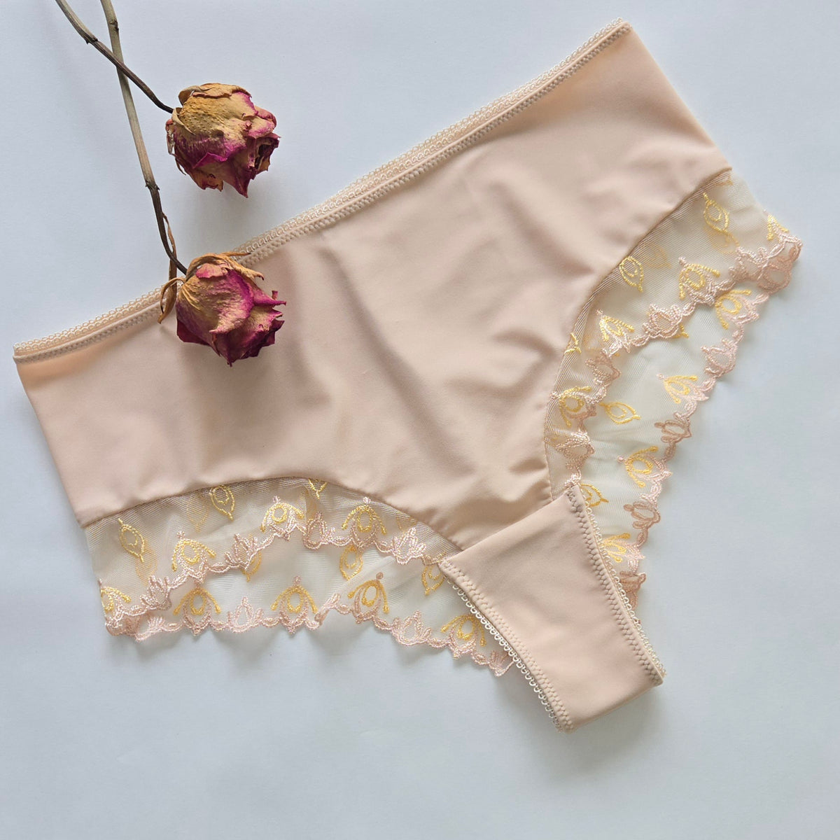 Lingerie sewing kit bra & briefs – embroidered lace, microfiber & powernet | Rose Beige