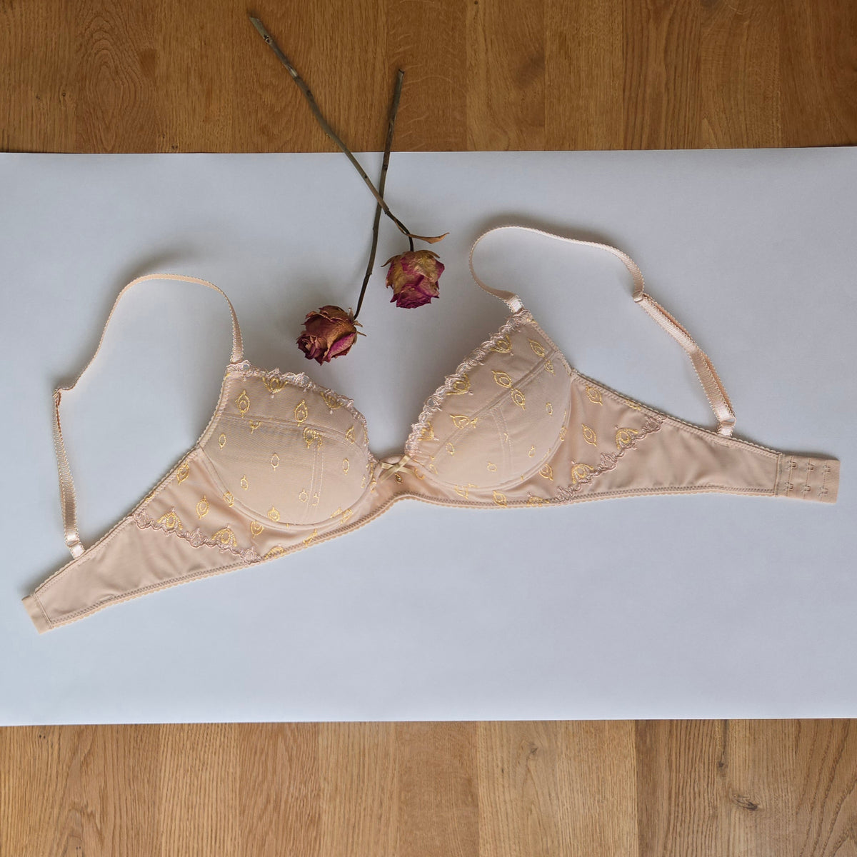 Lingerie sewing kit bra & briefs – embroidered lace, microfiber & powernet | Rose Beige