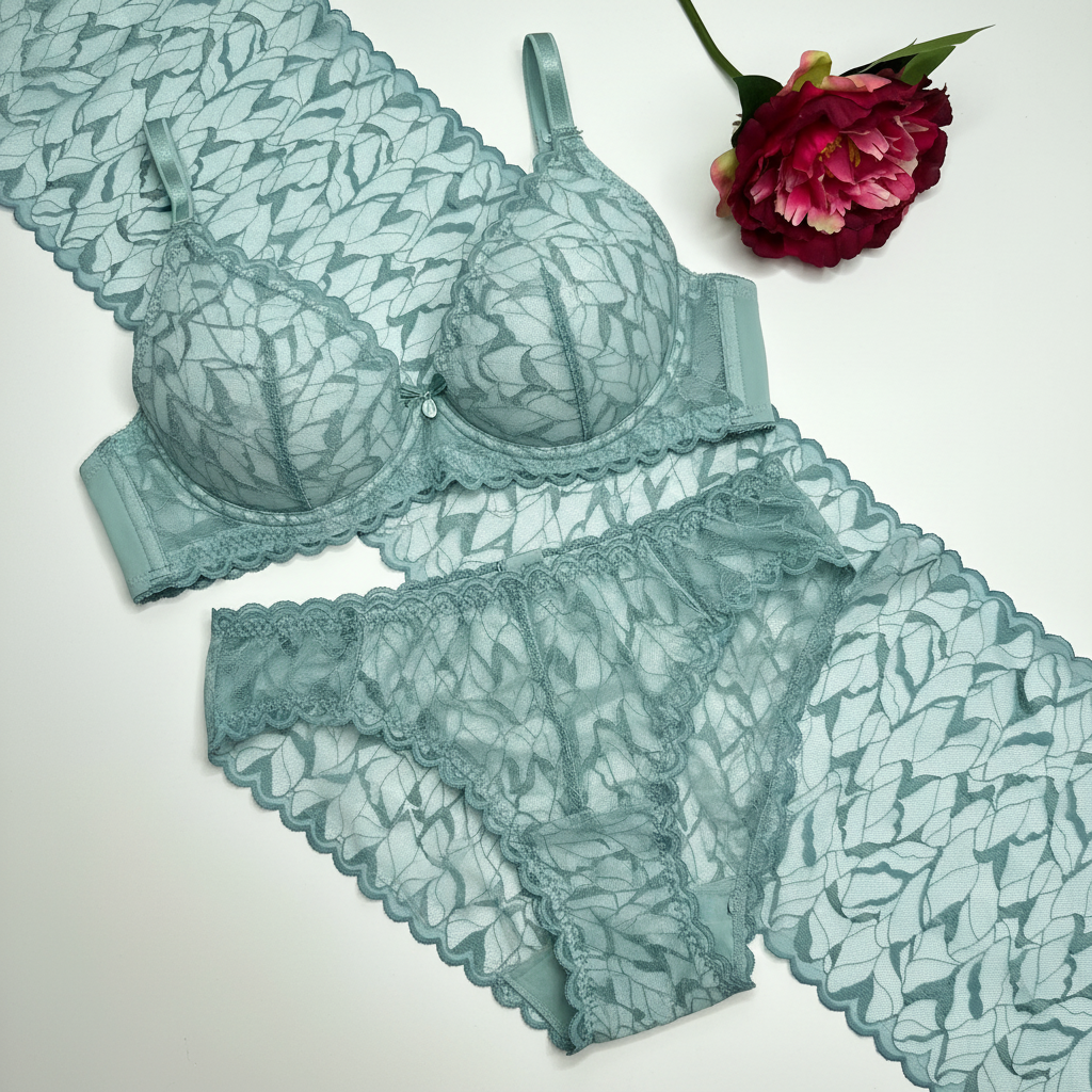 Breite elastische Spitze/ Spitzenband, Spitzenborte in smoky blue, Preis per 1/2 Meter. Meterware IDsx4