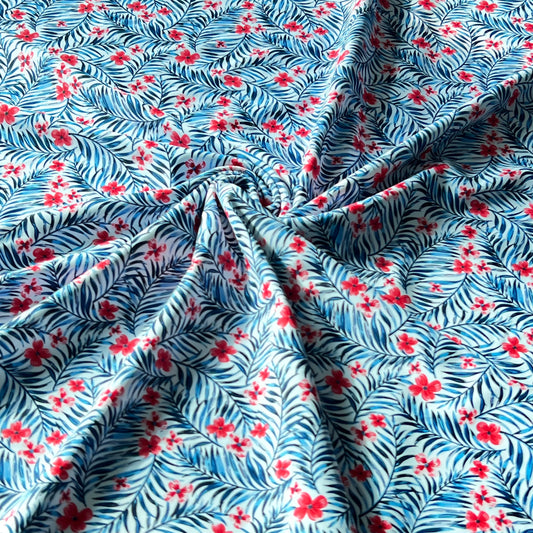 Badestoff, Badelycra, Stoff für Badeanzüge SPF+50 in blau-weiß. Swimwearlycra with print. 4-way stretch swimwear.