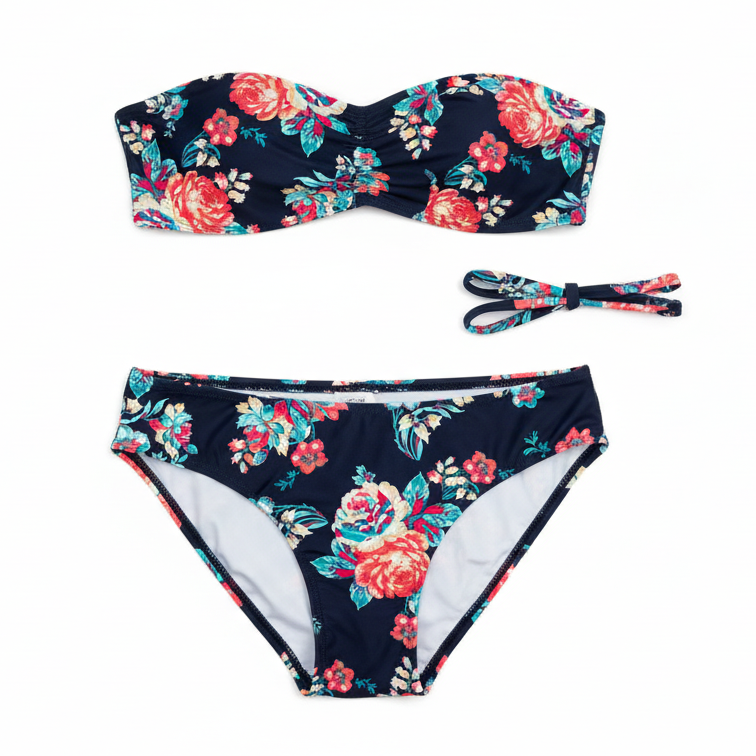 Tela para baño, lycra para baño, tela para trajes de baño. Lycra con estampado azul medianoche. Traje de baño con elasticidad en 4 direcciones. IDelx19
