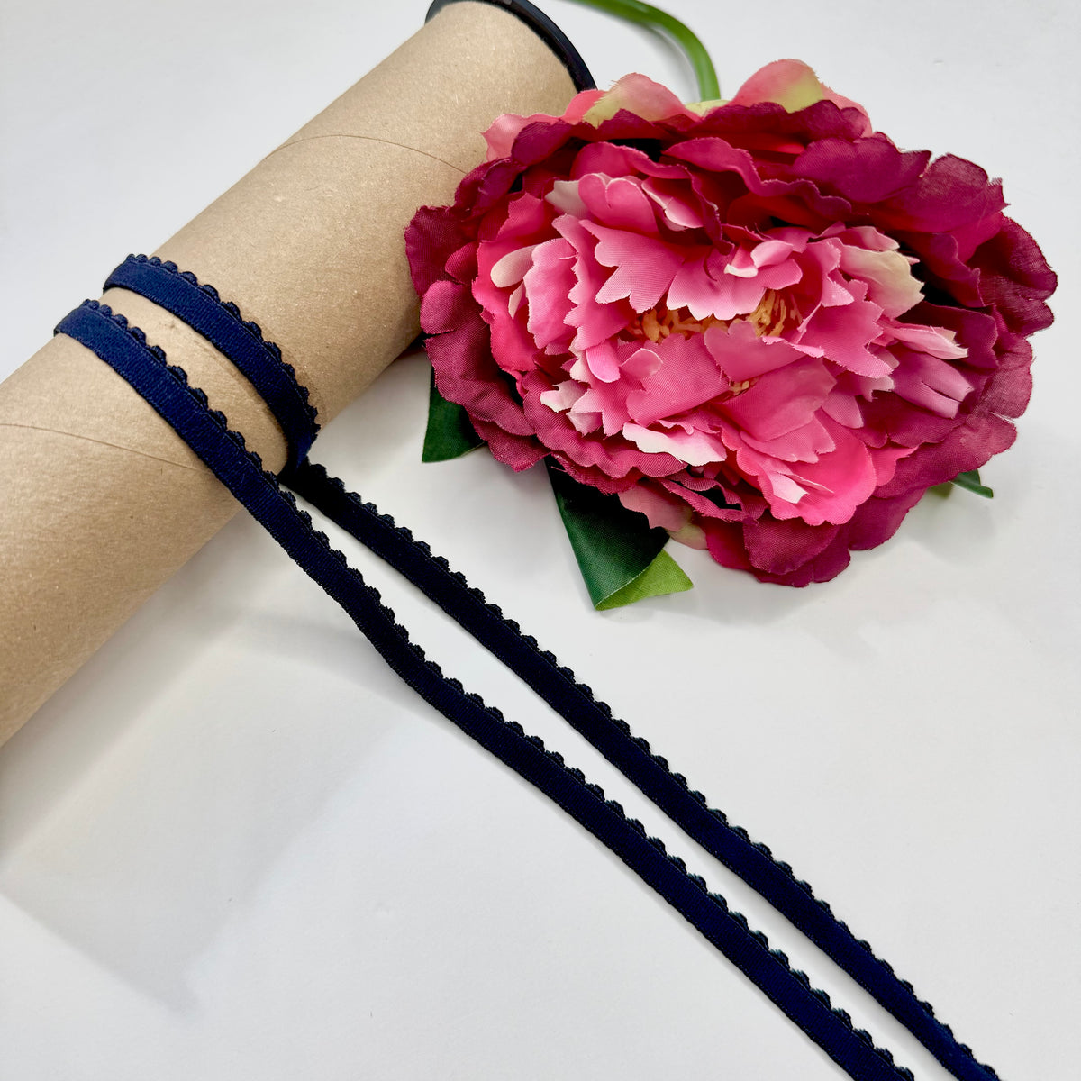 7-9 mm Zierlitze dunkelblau - Midnight blue picot elastic