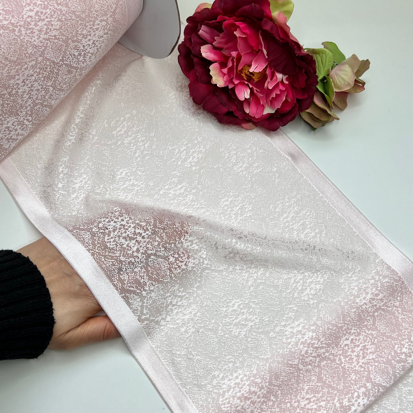 Breite elastische Spitze in pastel pink, Preis per 1/2 Meter