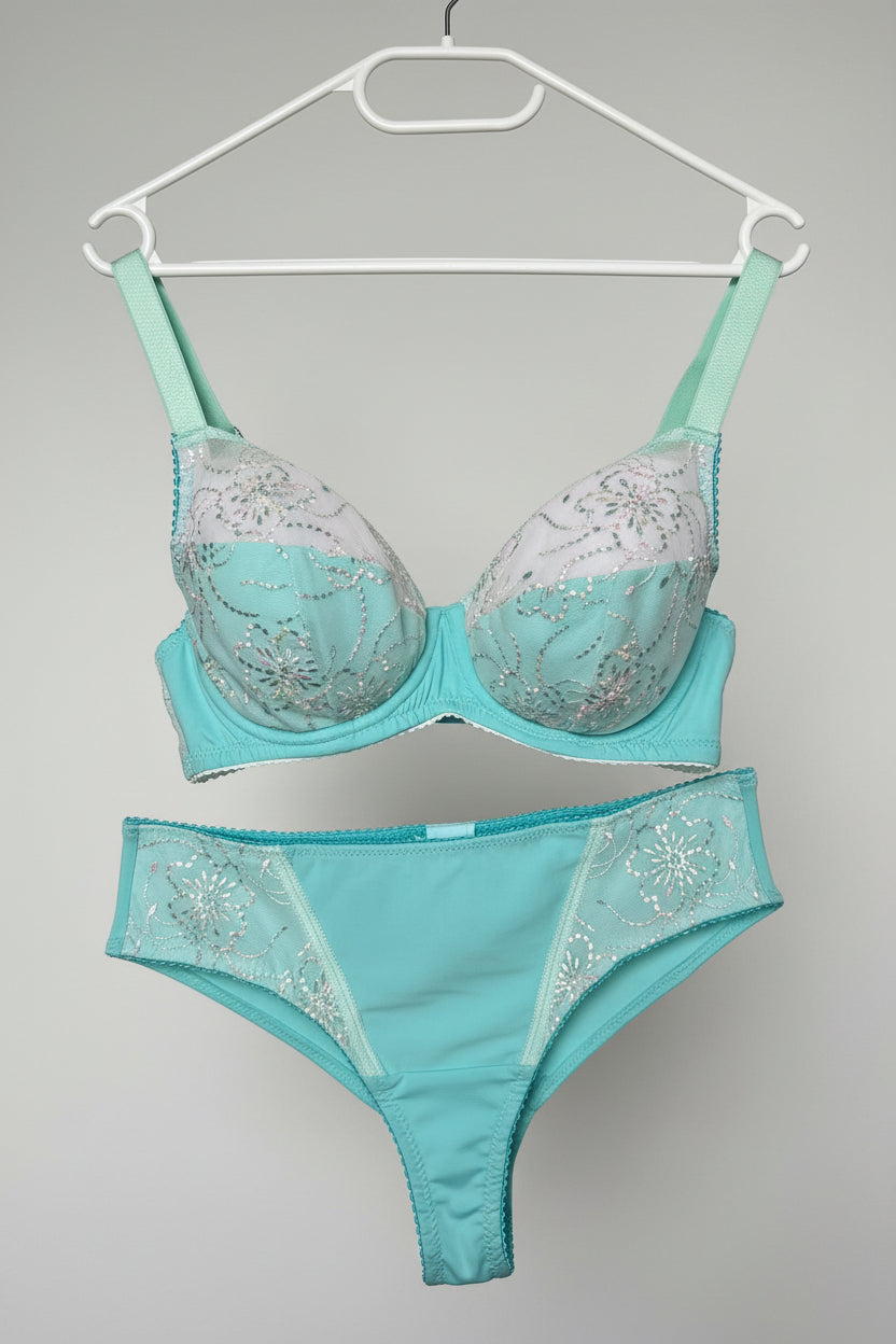 BH und Slip Nähset zum Selbernähen türkis