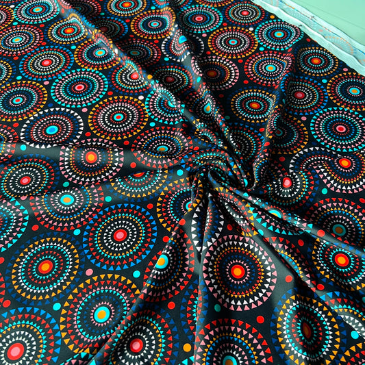 Badestoff, Badelycra, Stoff für Badeanzüge SPF+50 in schwarz-blau. Swimwearlycra with print. 4-way stretch swimwear.