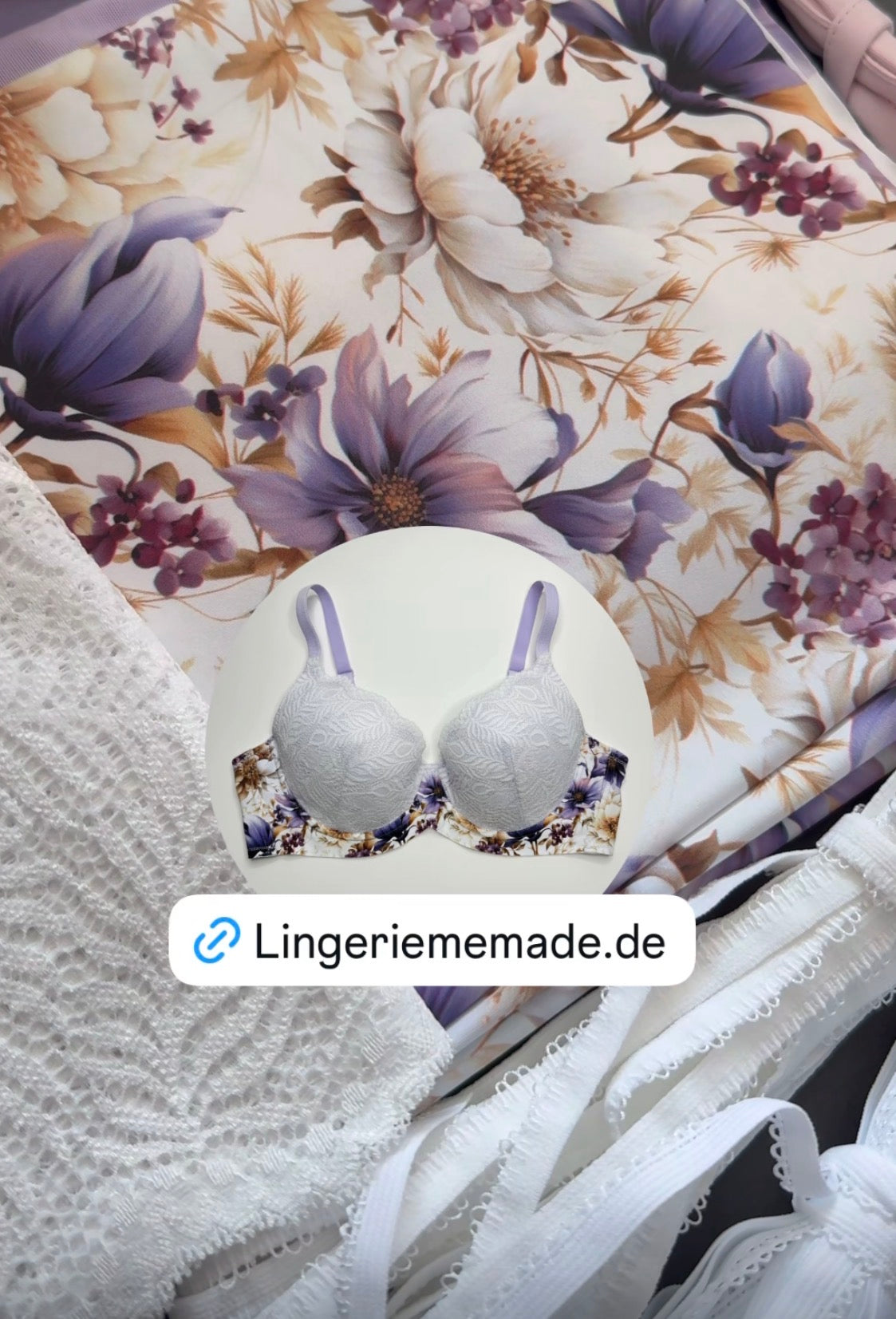 Kit de costura para 2 sujetadores y bragas – encaje, microfibra y Powernet | Lavender White