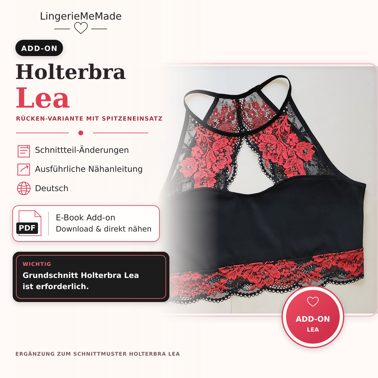 Add-On Holterbra Lea – Spitze mit Dekolté-Dreieck & Rückenausschnitt | PDF Nähanleitung Deutsch