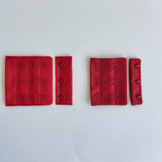 BH-Verschluss Haken & Ösen Himbeere 3×3 | Dunkelrot 3×2 – für BH, Body & Korsett