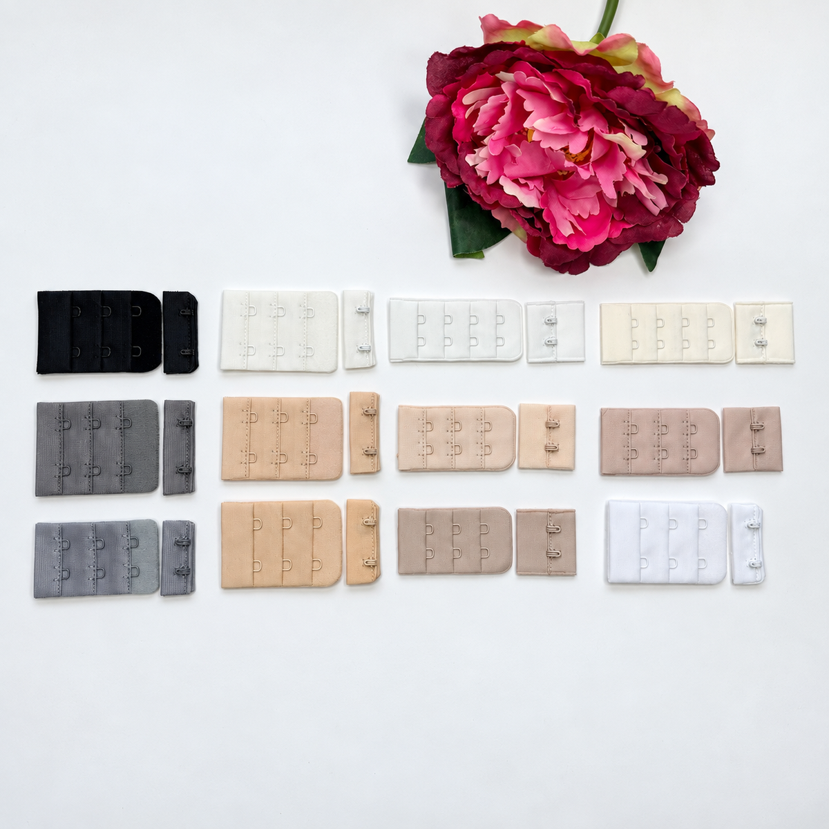 BH-Verschluss 2x3 & 2x4  – Weiß, Milch, Cream, Silver Peony/Rosé, Light Beige, Beige, Beige New, Beige Porcelan, Grey, Schwarz