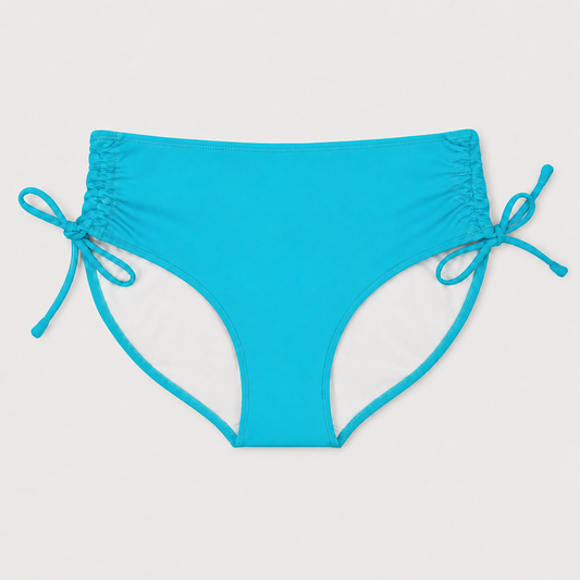 Bikini Slip Cala Ruche in blue ocean genäht aus dem Nähset 