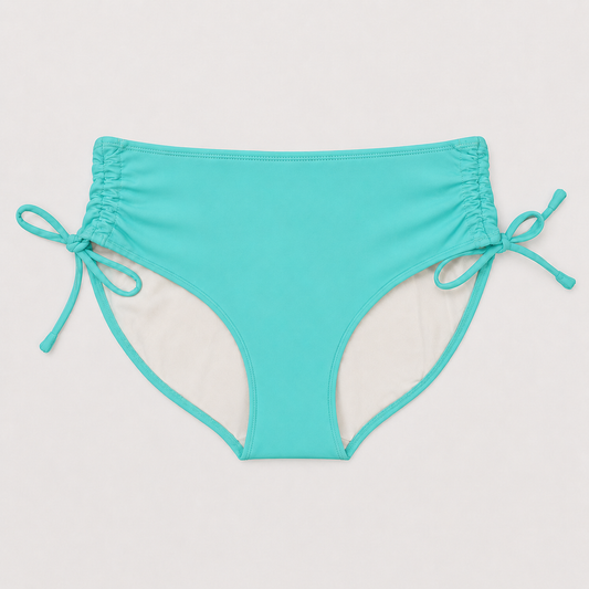 Bikini Slip Cala Ruche genaeht aus dem Naehset in Uni Tuerkis