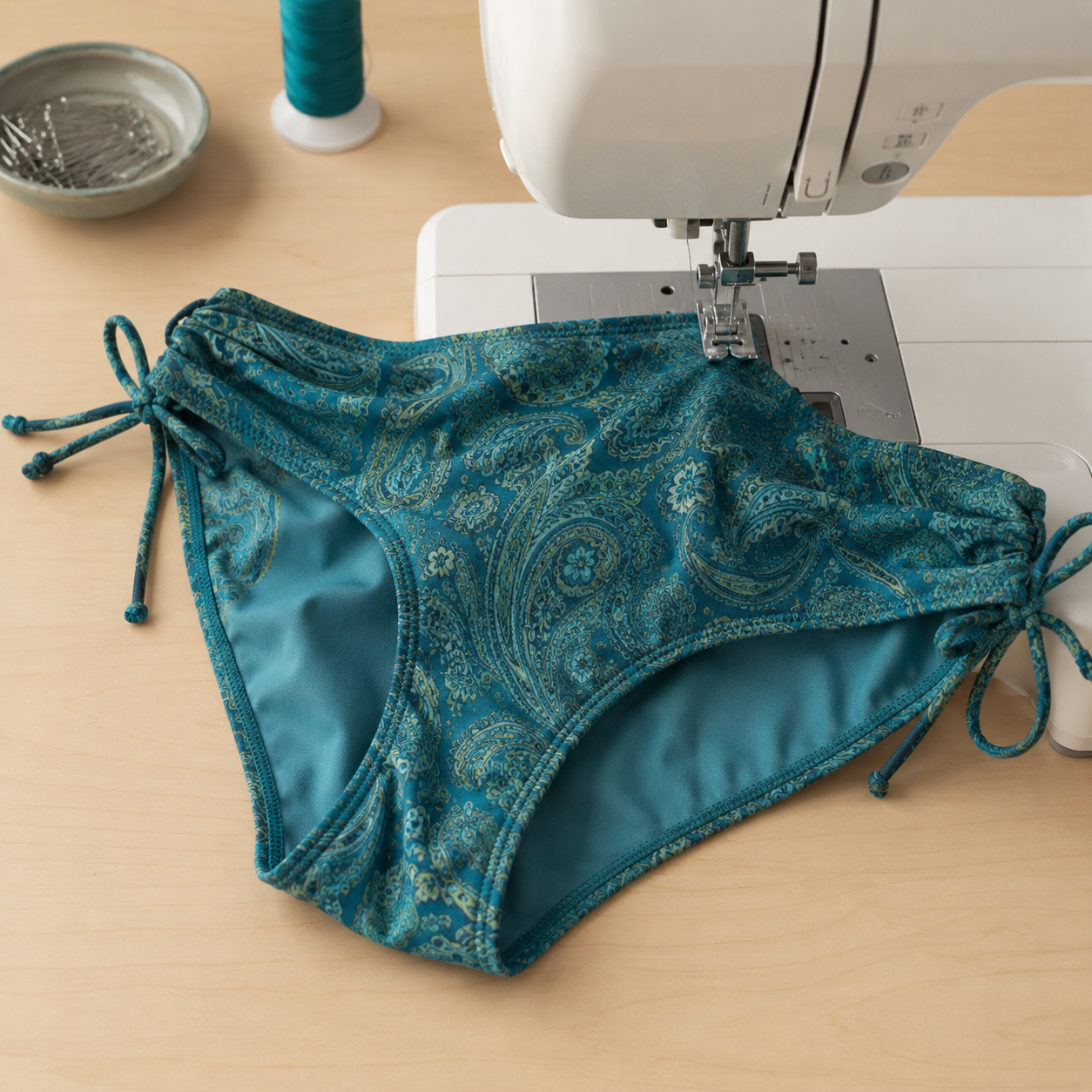 Bikini Slip Cala Ruche petrol selbernähen