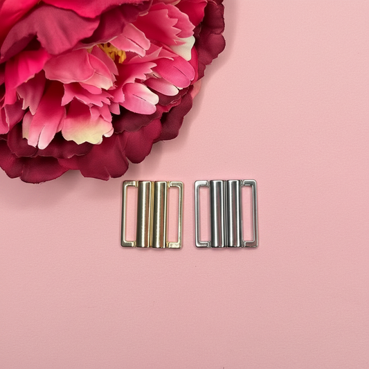 Bikiniverschluss 25 mm mit Clip Gold Silber