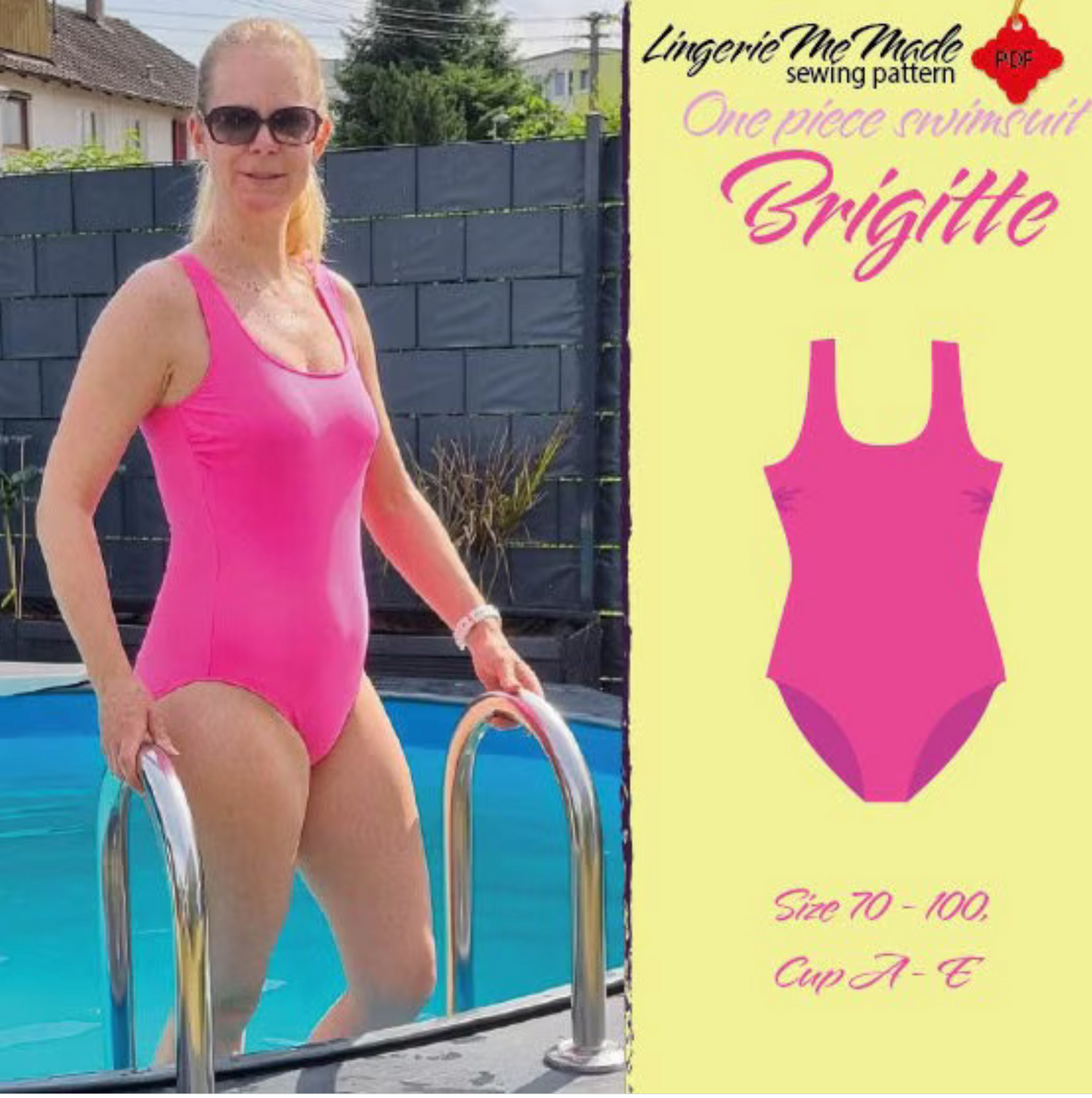 FRANÇAIS : Patron de couture - Maillot de bain une pièce Brigitte. Tailles 70-100, bonnet A-E. Téléchargement instantané PDF. IDsmx3