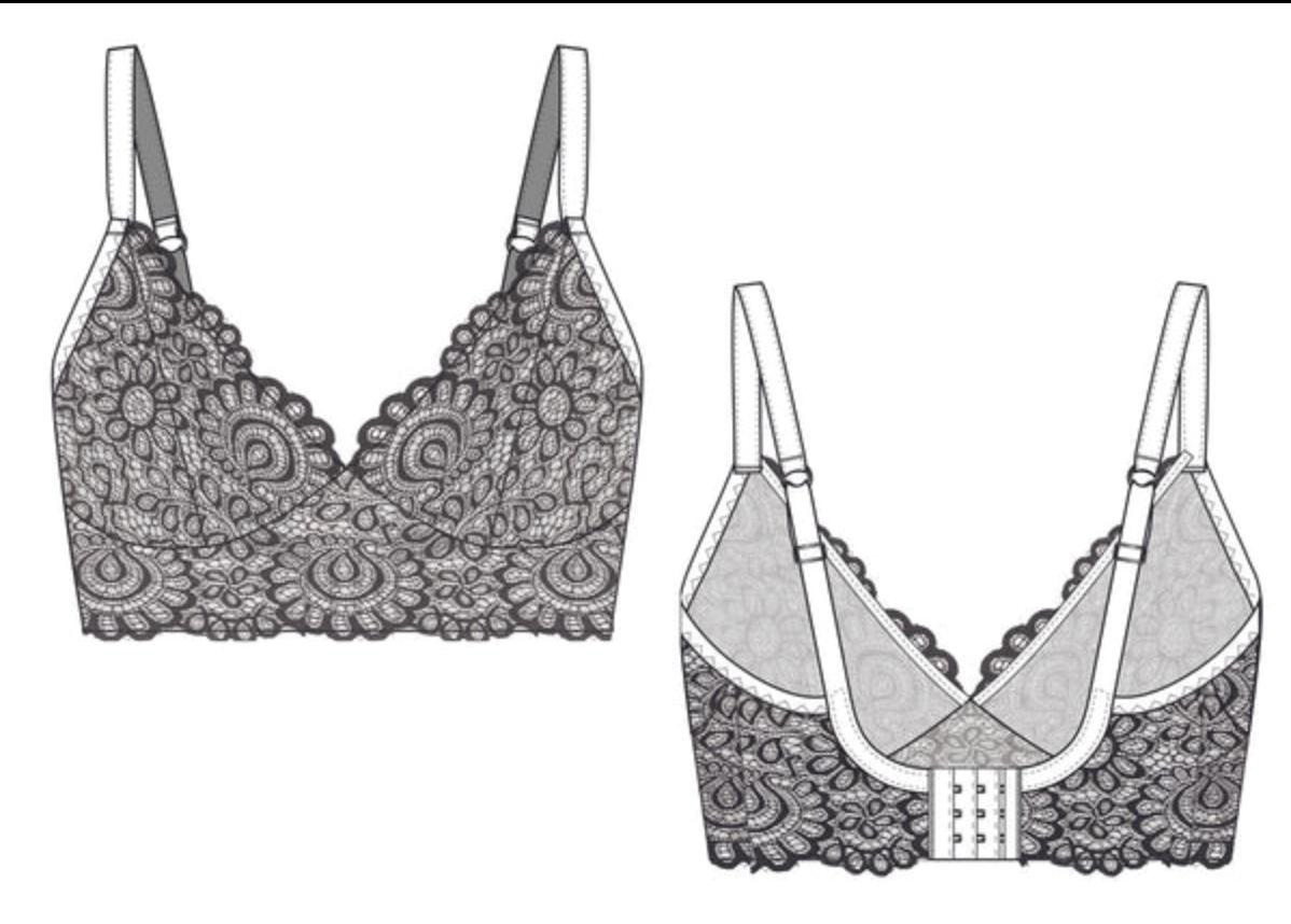 Paquet de couture SAHAARA BRA avec dentelle. Vue C : Pleine dentelle. Rose pêche