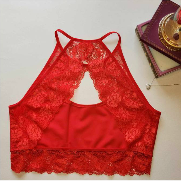 Kit de couture pour HolterBra Lea en microfibre et <tc>Dentelle</tc> en rouge. Patron de couture et module complémentaire inclus. IDdiyklx5