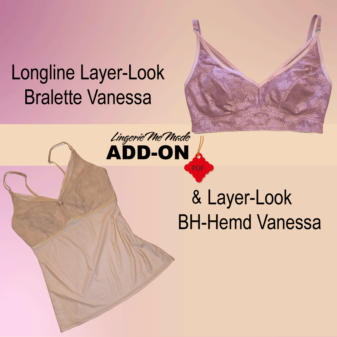 Complemento de look de capa larga para bralette y camiseta de sujetador Vanessa en PDF, alemán / alemán. E-book con descripción con cambios en las piezas del patrón e instrucciones de costura para coser tú mismo IDsmx3