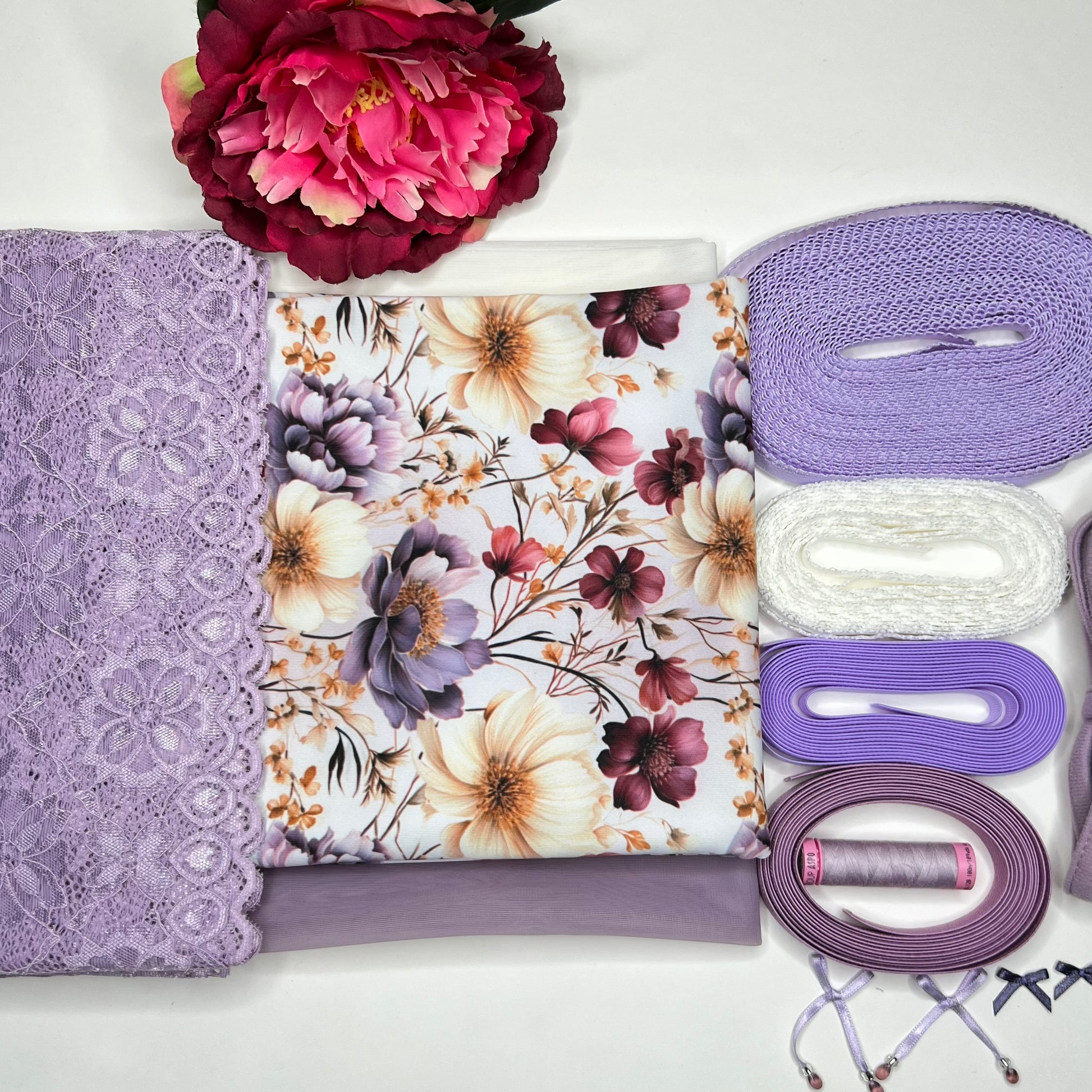 Nähset für Bh und Slip lavender blossom