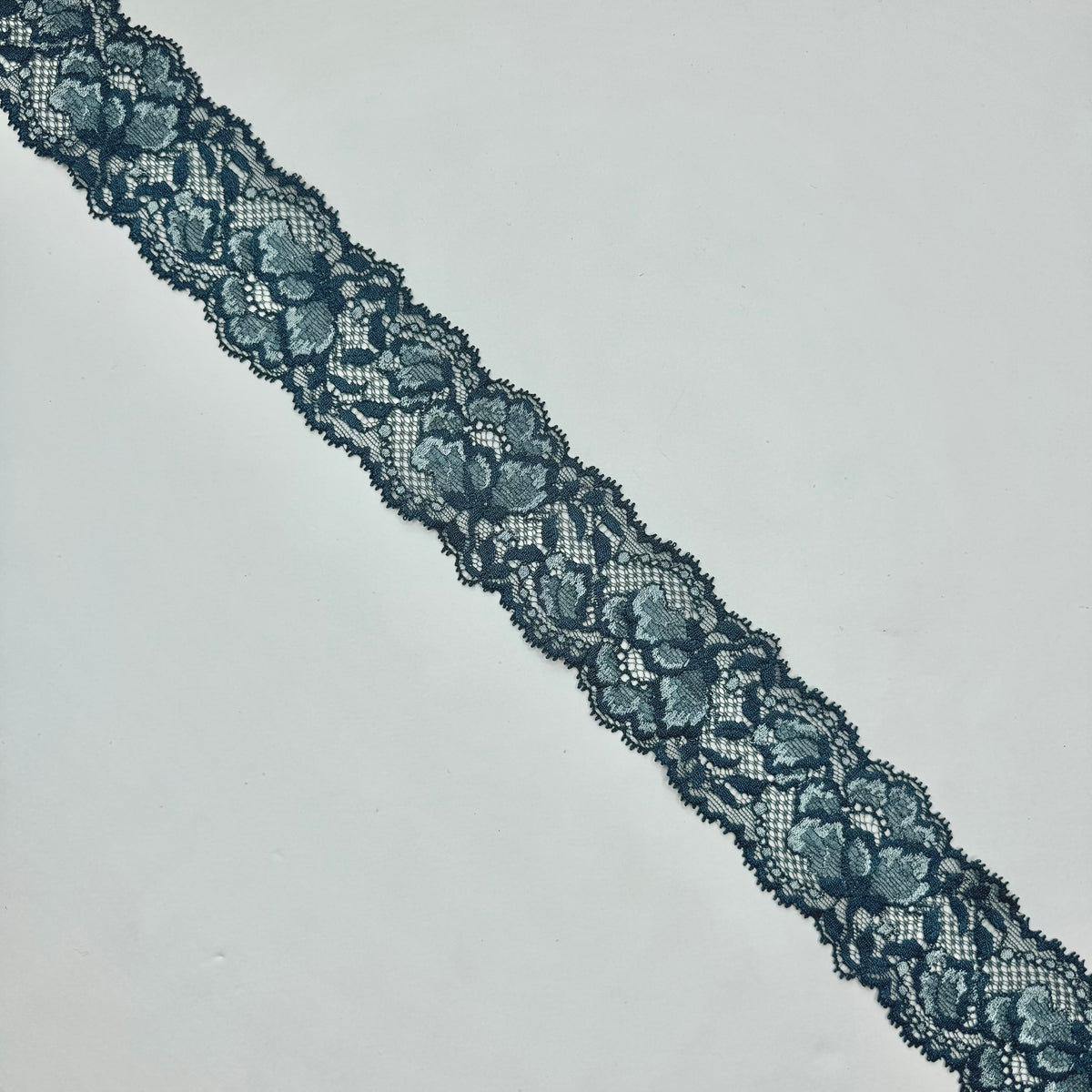 Elastische Spitze & Spitzenborte Deep Teal – Mix & Match, 4,5 cm Spitzenborte