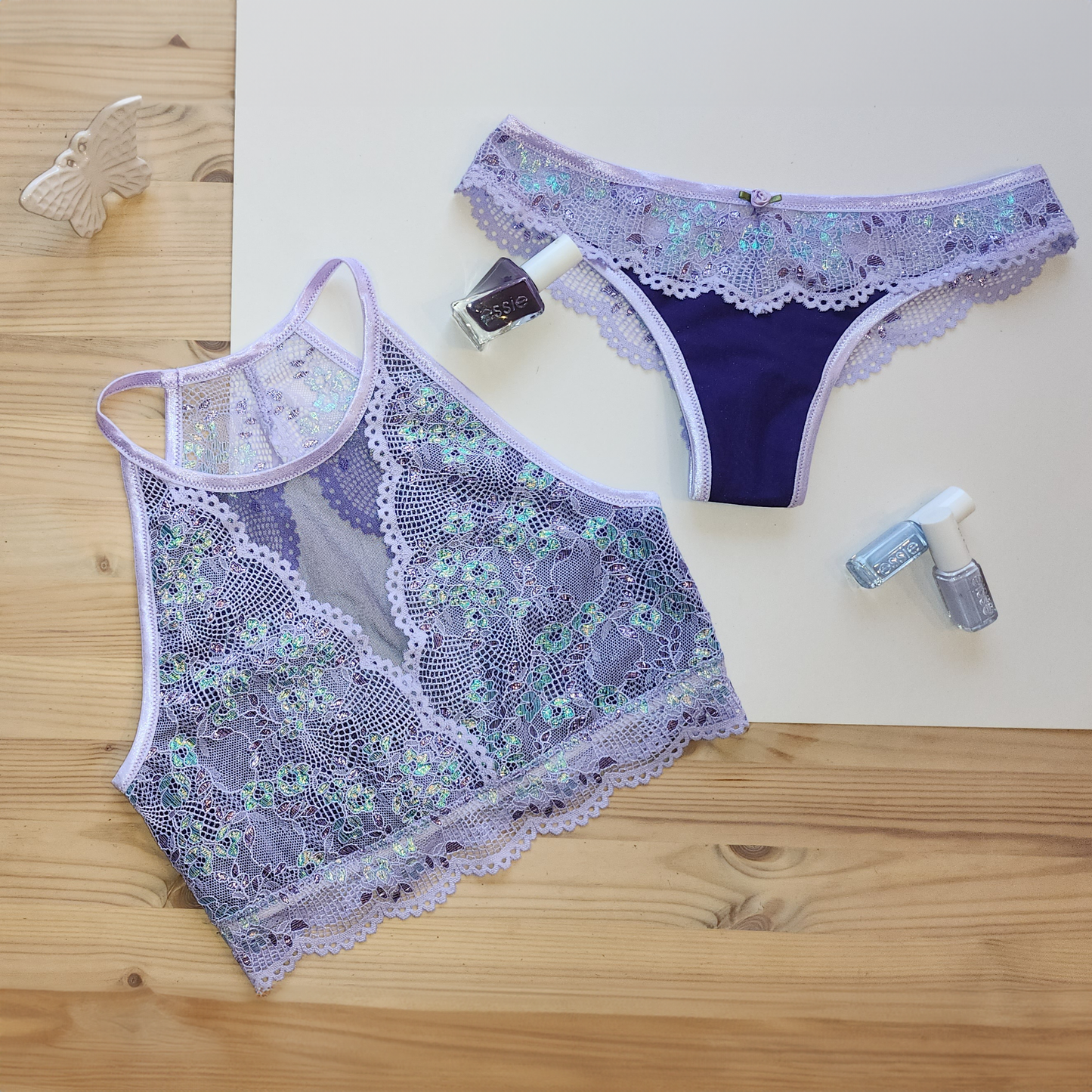 Sewing package with <tc>lace</tc> for slip Ella blue/lilac IDsnsx2