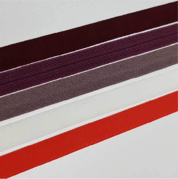 Folding rubber, edging rubber, piping rubber, foldable elastic band in bordeaux, plum, cream, brown, red-orange. IDelx19