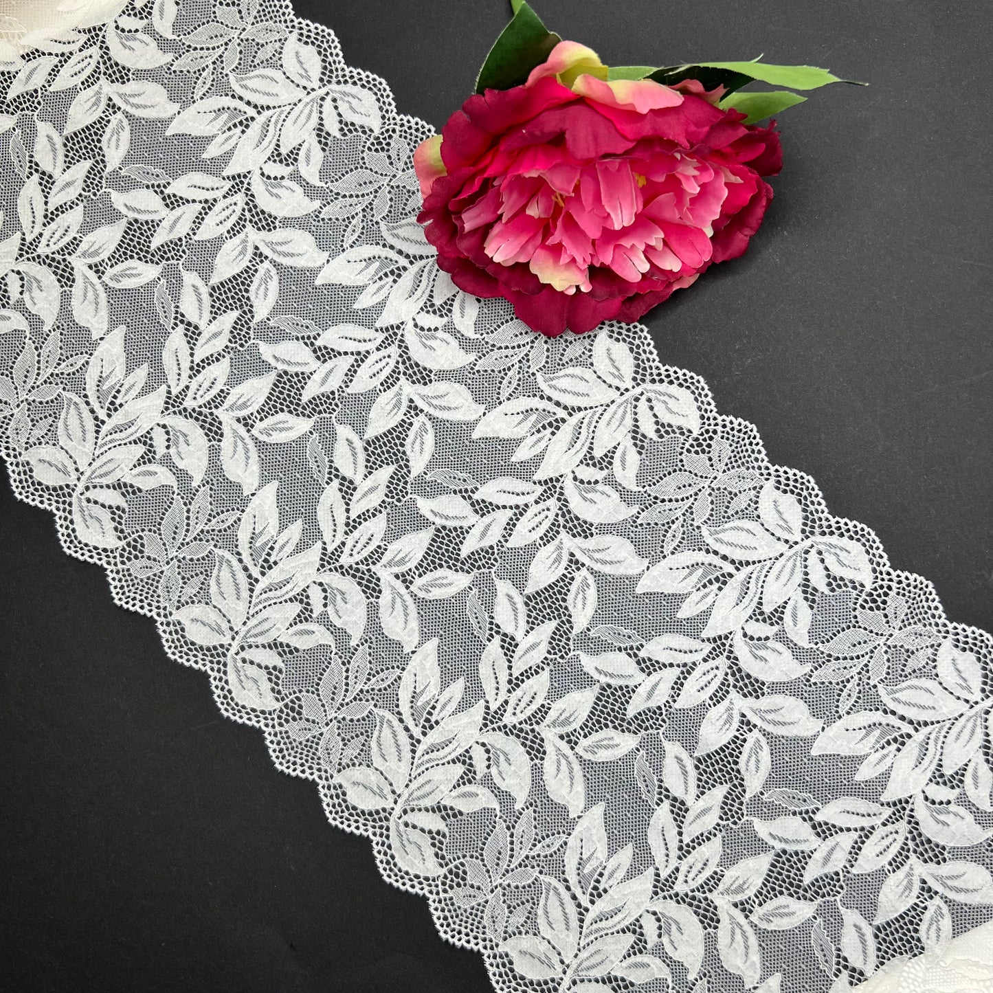 Wide elastic lace in cream, ivory, milk, price per 1/2 meter IDsx4