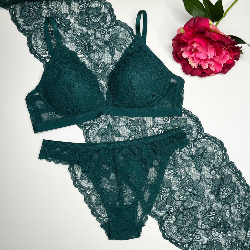 Wide elastic lace in green ivy, price per 1/2 meter IDsx4