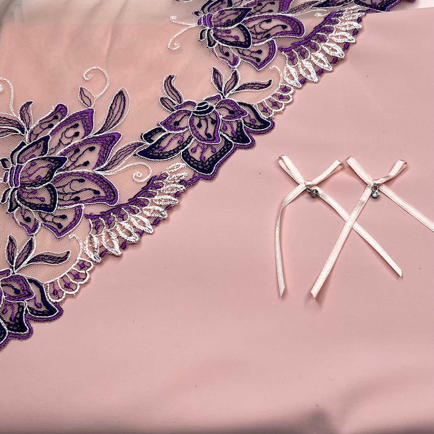 February Special. Large sewing kit for 2 bras and panties or sewing package with elastic lace, microfiber, and powernet knit in peach duo. IDnsx1