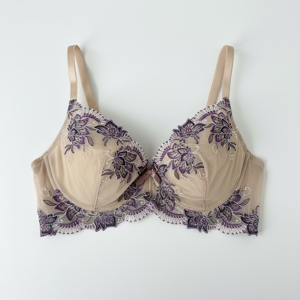 elastische Stickereispitze in Pfirsichrosa