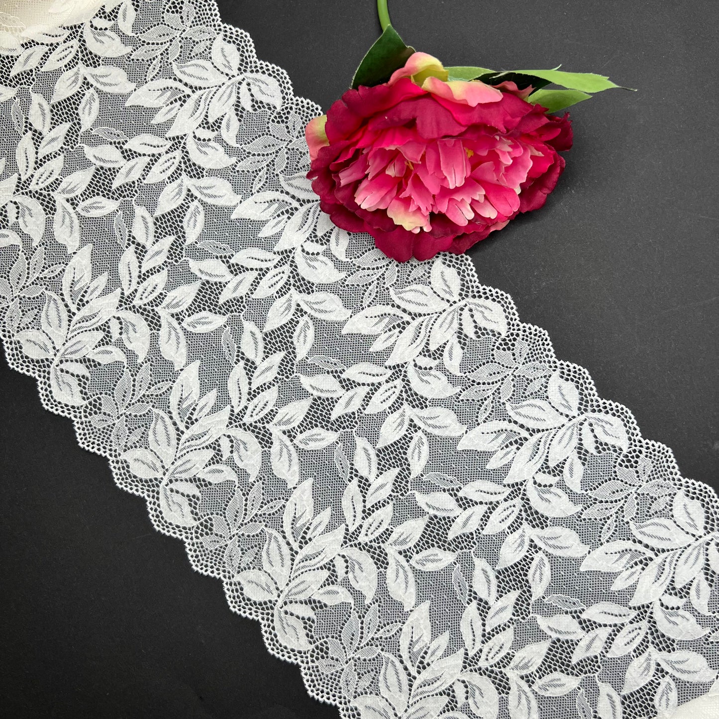 Wide elastic lace in cream, ivory, milk, price per 1/2 meter IDsx4