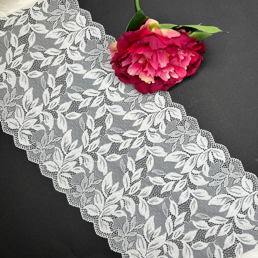 Wide elastic lace in cream, ivory, milk, price per 1/2 meter IDsx4
