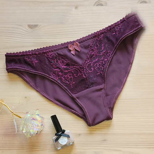 Sewing package for 2 Helena briefs with microfiber and <tc>lace</tc> plum IDsnsx2